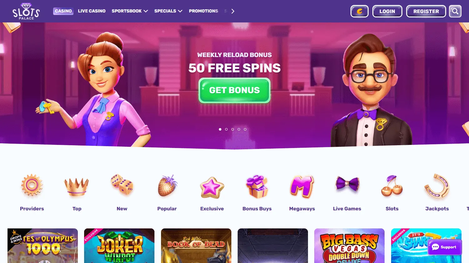 Slotspalace Casino desktop live casino game selection