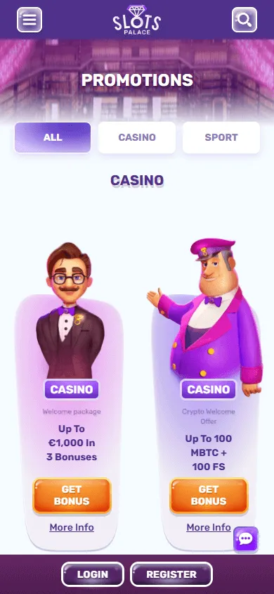 Slotspalace Casino mobile promotions and free spins offers